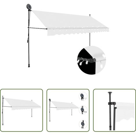 Handbetriebene Markise - Einziehbare Markise Handbetrieben mit LED 400 cm Creme (1/5)