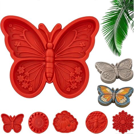 Moule réutilisable pour dalles de jardin tournesol rond 40 cm, moule à dalles béton DIY, moule papillon plastique (1/5)