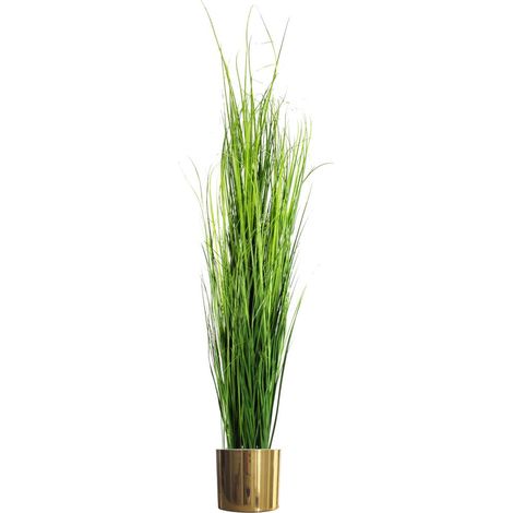 130cm Artificial Extra Large Grass Plant with Gold Metal Planter (1/5)