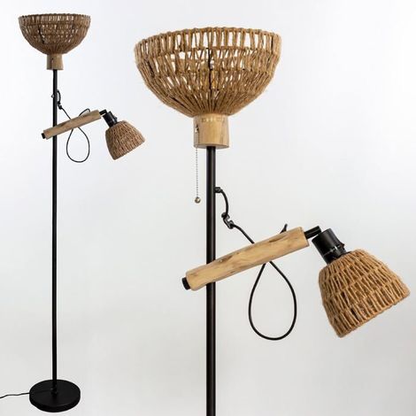Lampadaire Salon En Bois,Rotin,165 Cm De Hauteur，Lampe Sur Pied Pour Décoration De Chambre,Lumiere Ambiance Salon (1/5)
