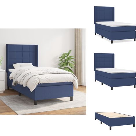 Boxspringbett mit Matratze Blau 100x200 cm Stoff - Boxspringbett - Doppelbett - Schlafsofa - Blau - Bettenrahmen (1/5)