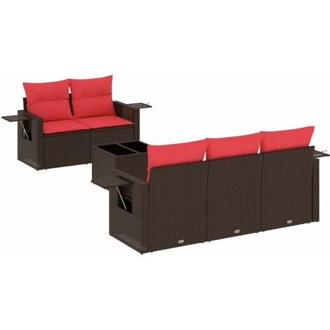 Maison Exclusive - Set Divani da Giardino 6 pz con Cuscini Marrone in Polyrattan
