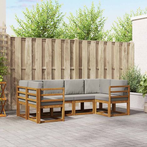 vidaXL Outdoor-Sofagarnitur mit Kissen 6 pcs Natürlich und Hellgrau (1/5)