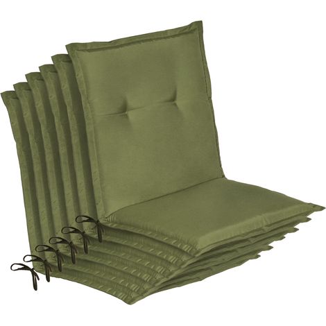 Lot de 6 coussins pour chaises de jardin à dossier bas Loft NL, 100 x 50 x 6 cm, vert olive (1/5)