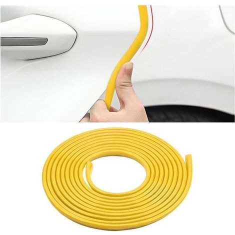 Bande décorative anti-collision en caoutchouc en forme de U, 5 mètres, pour protection anti-collision des portières de voiture, jaune-DOU