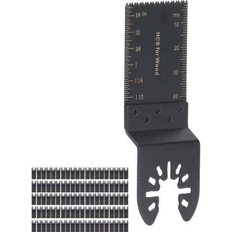 Lame oscillante multifonction 34mm, lot de 100 lames en acier carbone universelles pour bois, coupe professionnelle, accessoires compatibles outils multifonctions. (1/5)