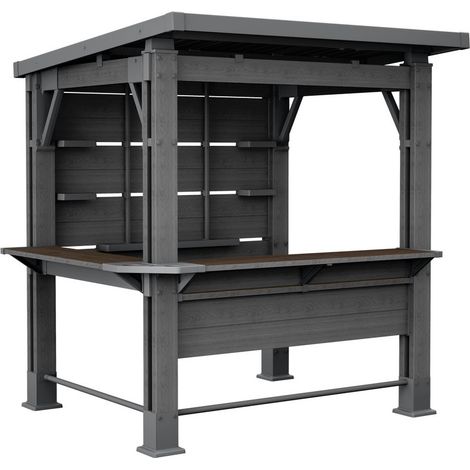 Keter Bar Gazebo Gartenpavillon mit Bartresen, wetterfest, H238 x B230 x T200 cm