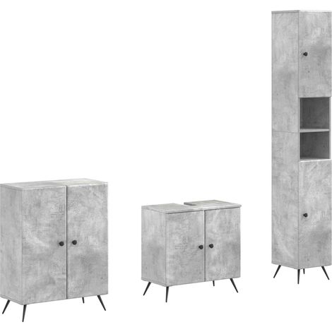 3 Piece Bathroom Cabinet Set BREDA Concrete Grey vidaXL (1/5)