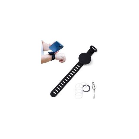 Noir Support Telephone Magnetique, Support TéLéphone Magnétique avec des Bretelles Réglables, Convient pour Salle De Sport, Poussette, Poignet, Chariot De Courses, VéLo d'exercice
