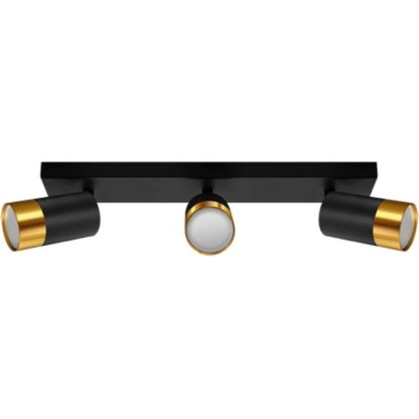 Plafonnier 3 Spots Orientables NOIR et OR pour Ampoule GU10 - SI