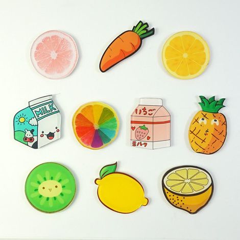 Jeu de 10 aimants fruits adhésifs puissants pour réfrigérateur, tableau blanc, casier scolaire – Déco magnétique 3cm, autocollants de frigo colorés (1/5)