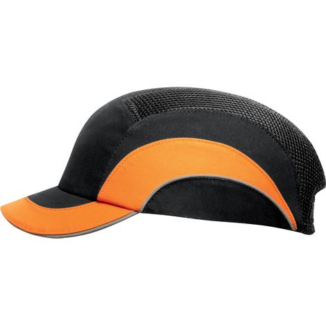 Casquette de sécurité Hardcap A1+ visière courte - 5cm Noir/Orange HV