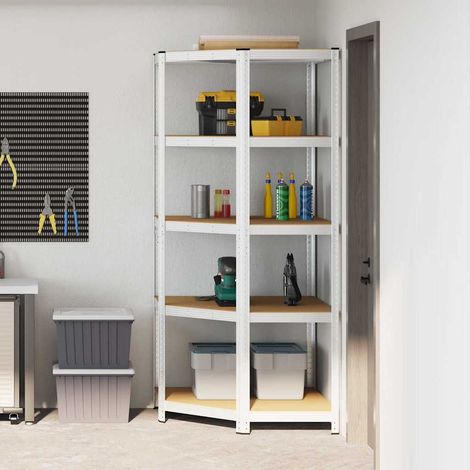 Eckregal mit Regal Silber 90 x 90 x 198 cm Holzwerkstoff