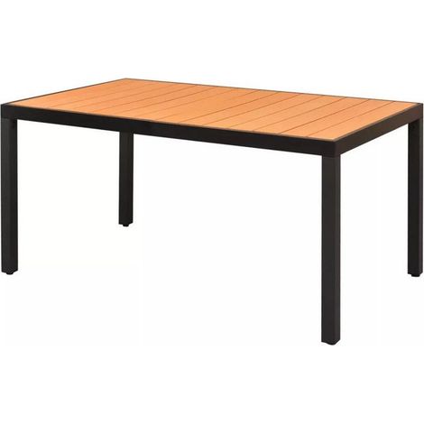 Table de jardin WPC marron et pieds métal noir Etrino 150cm (1/2)