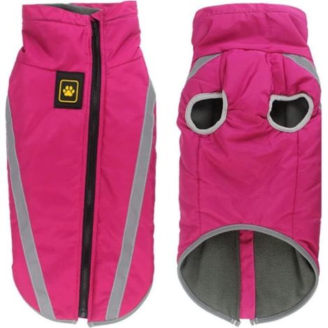Cappotto impermeabile per cani, giacca invernale calda, cappotto antivento per cuccioli, gilet riflettente, adatto a cani di piccola, media e grande taglia - Fodera in pile e fori per la pettorina (3X (1/4)