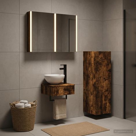 vidaXL Bathroom Cabinet Set 4 pcs Smoked Oak Engineered Wood (1/5)