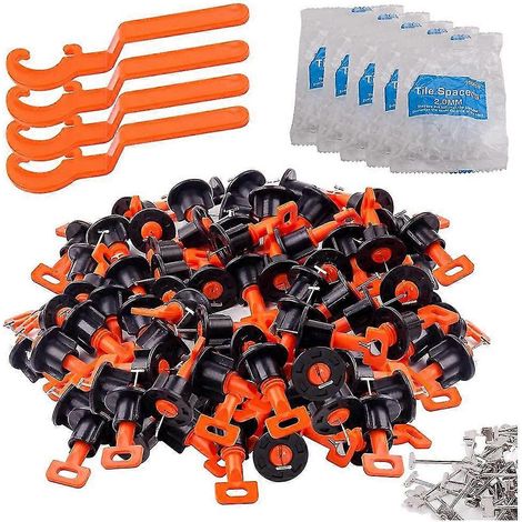 Kit de nivellement de carrelage avec 100 niveaux, 4 clés et 500 entretoises de 2 mm (1/5)