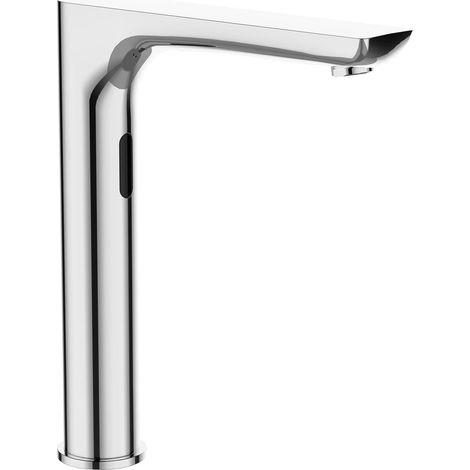 Robinet de lavabo haut infrarouge pour eau froide ou prémélangée, 230V AC/6V DC (4xAA), chromé (1/5)