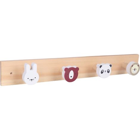 Kindergarderobe mit 4 Tierhaken, mehrfarbig (1/5)