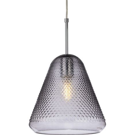 Firstlight Fortune Suspension Fortune Dome chromée avec verre décoratif fumé 1xE27