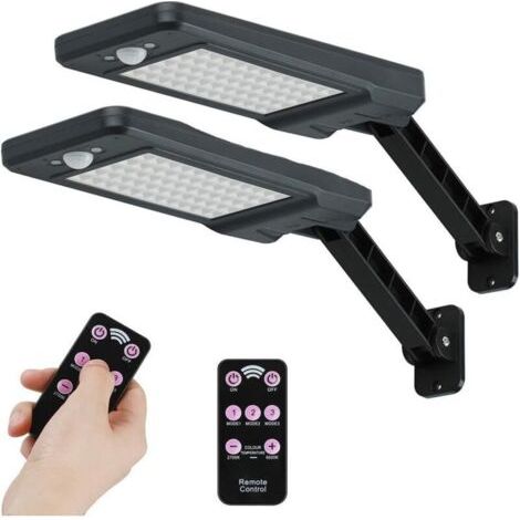 60 LED 7W Solaire IP65 Lampe de Extérieure étanche Noir avec support réglable et Télécommande,3 Modes 180° Lumières de d (1/4)