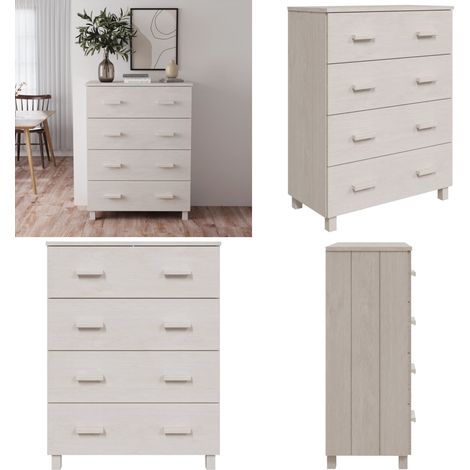 Aparador HAMAR madera maciza de pino blanco 79x40x103,5 cm - Aparador de pino - Aparador con cajones
