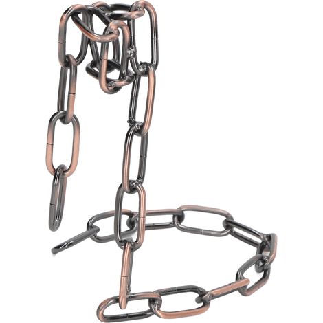Porte-bouteilles de vin original, suspendu par une chaîne en acier à maillons, couleur bronze. (1/5)