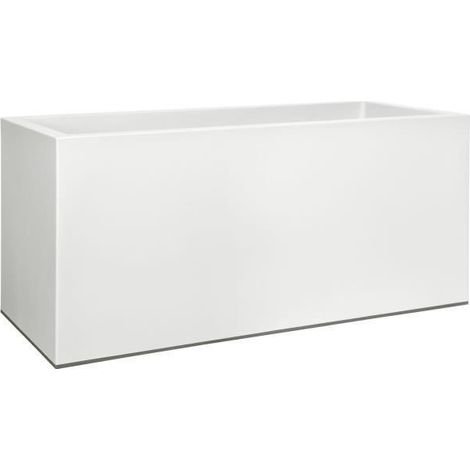 Elho – Pot jardinier rectangle blanc 90cm – Plastique recyclé – Résistant aux UV et gel – Roues intégrées pour mobilité (1/5)