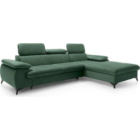 Canapé d'angle droit convertible en velours vert SAMARA de Pascal Morabito (1/5)