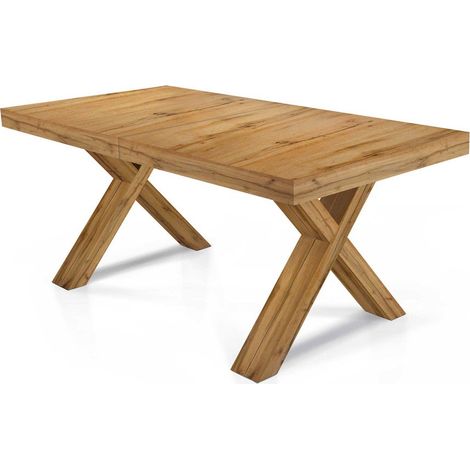 Tavolo rettangolare allungabile con gambe incrociate ad X Rovere Nodato Dimensione Tavoli: 180x100 + 6 allunghe da 50 cm (1/2)