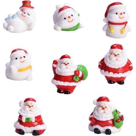 Décorations de Noël Micro Scène de Noël Table de Poupée de Noël Mini Personnage en Résine Bonsaï Dessin Animé (1/4)