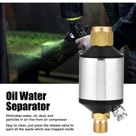 Séparateur d'huile et d'eau pour compresseur, filtre à air 1/4" NPT entrée/sortie, pour pistolet à peinture et outils pneumatiques (1/5)