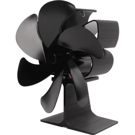 Ventilateur de cuisine écologique à 6 pales, noir, à démarrage automatique, résistant aux hautes températures, écoénergétique, alimenté par la chaleur, pour la maison (1/5)
