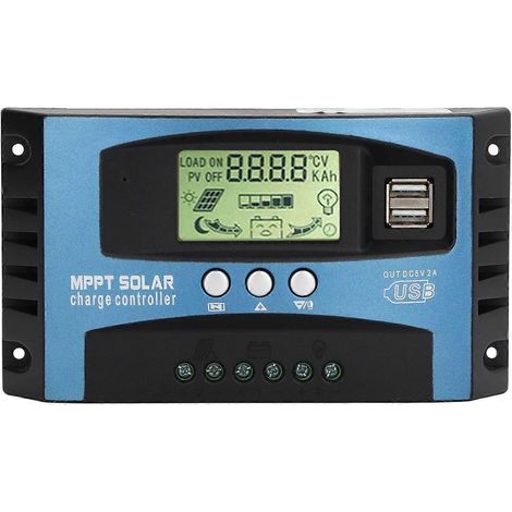 MPPT-Solarladeregler 12V 24V mit automatischer Erkennung, LCD-Anzeige, zwei USB-Ausgängen, einstellbar