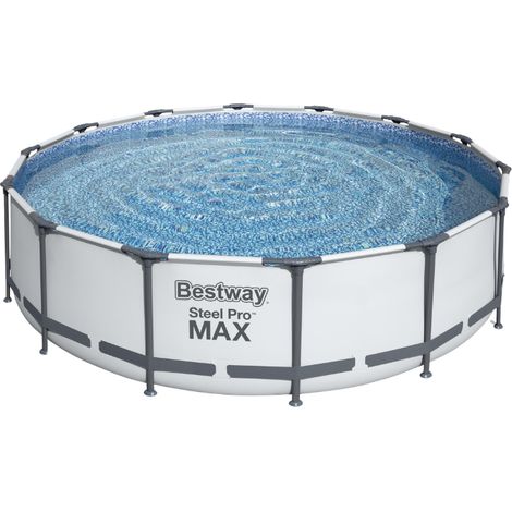 Bestway Piscine hors sol tubulaire ronde Bestway Steel Pro Max 427 x 107 cm gris clair (1/10)