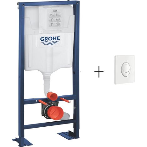 Bâti-support WC autoportant GROHE Solido avec plaque de commande Skate Air blanche (1/3)