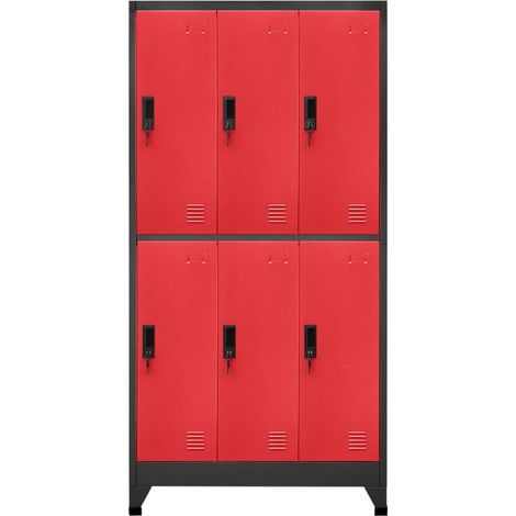 Armoire à casier Vestiaire Rangements Anthracite et rouge 90x45x180 cm Acier -27758 (1/5)