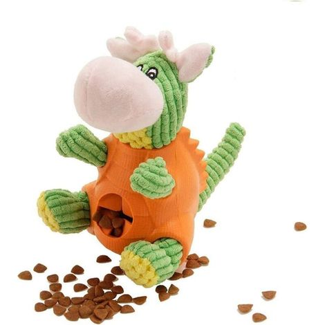 Jouet dinosaure interactif et couineur pour chiens, peluche à mâcher, jeu et jouet d'entraînement. (1/5)