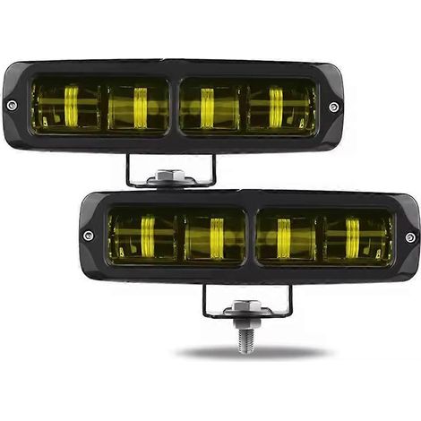 Lot de 2 barres lumineuses LED jaunes 6 pouces 4200K pour moto, quad, SUV, UTV, camion 12V 24VJXLGV (1/5)