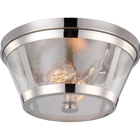 Plafoniera Contemporanea Harrow Alluminio Nichel Lucido Vetro 2 Luci E27 (1/3)