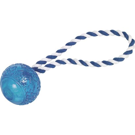 Nobby – Balle en TPR avec corde pour chien – Bleu, 26 cm