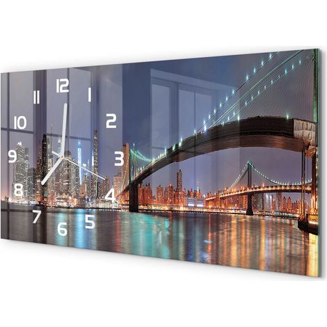 Horloge Murale Objet Décoratif 60x30 cm Verre Trempé Salon Moderne Manhattan, New York (1/5)