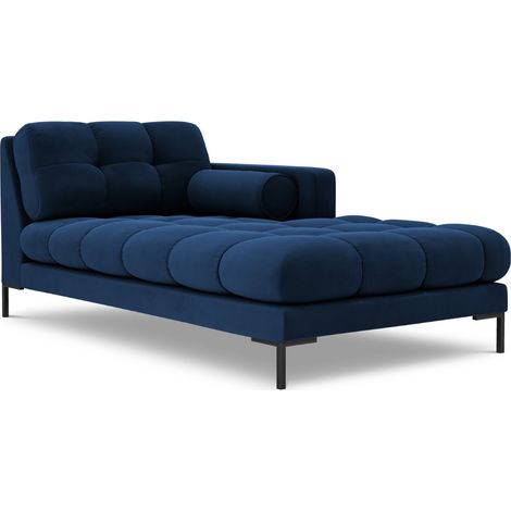 Méridienne droite en velours bleu roi (1/5)