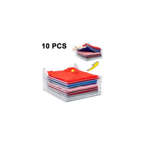 Set di 10 organizer pieghevoli per magliette, divisori per indumenti, organizer per documenti – Organizer impilabili per magliette e documenti. - Crezuo