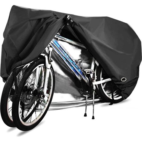 Fahrradabdeckung, 210D hochwertige wasserdichte Fahrradabdeckung aus Polyester-Oxford, geeignet für Fahrräder und Elektromotorräder und -roller, kann bis zu zwei Fahrräder abdecken (schwarz) -RAPANDA