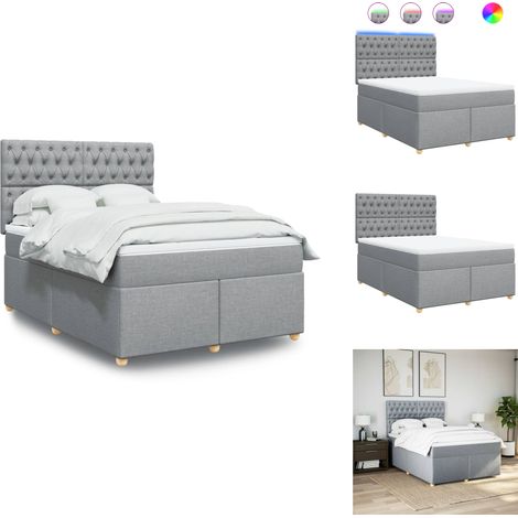 Sommier à lattes de lit avec matelas Gris clair 160x200cm Tissu - Sommier À Lattes De Lit - Sommiers À Lattes De Lit - Lit - Meuble De Chambre À Coucher (1/5)