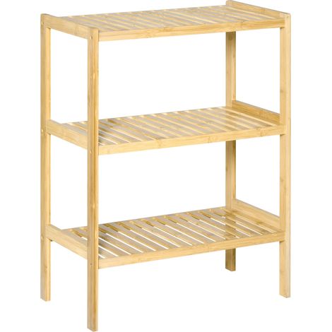 3-stufiges Badezimmerregal aus Bambus 62 x 33 x 80 cm (1/5)