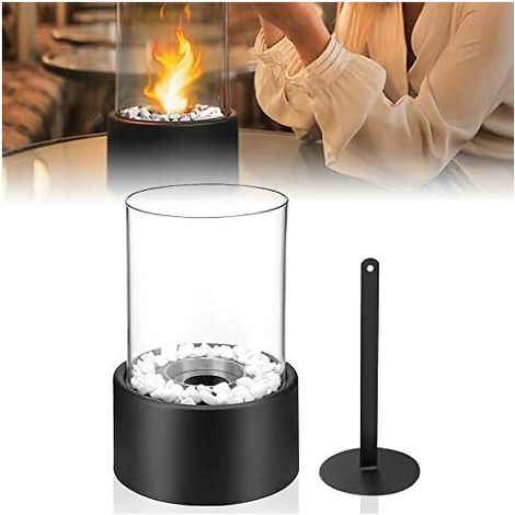 Bioethanol Tischkamin Tischfeuer Bioethanol Kamin Indoor und Outdoor Balkondekoration Ethanol Kamin mit Natursteinen für Balkon Deko Garten