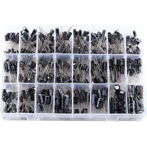 Kit de Condensateurs, 500pcs Condensateur Électrolytique 24 Valeurs Micro Condensateurs Radial en Aluminium 16V-50V 0.1uF〜1000uF pour l'Application Electronique (1/5)
