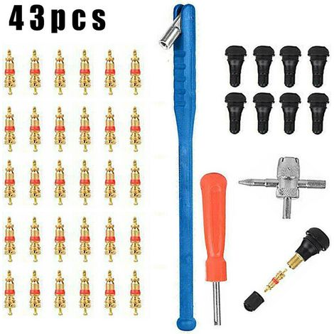 43pcs Kit Outil de Tire Repair, 30pcs Valve Core, 10pcs Voiture Valve de Pneu, pour Kit Outil de Installation Réparation de Valve de Pneu (1/5)